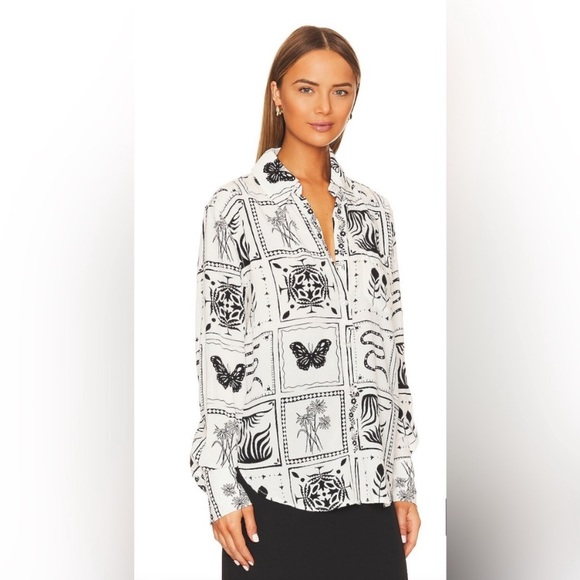 NEW Lenae Shirt in Ivory & Black Frames - Picture 1 of 4